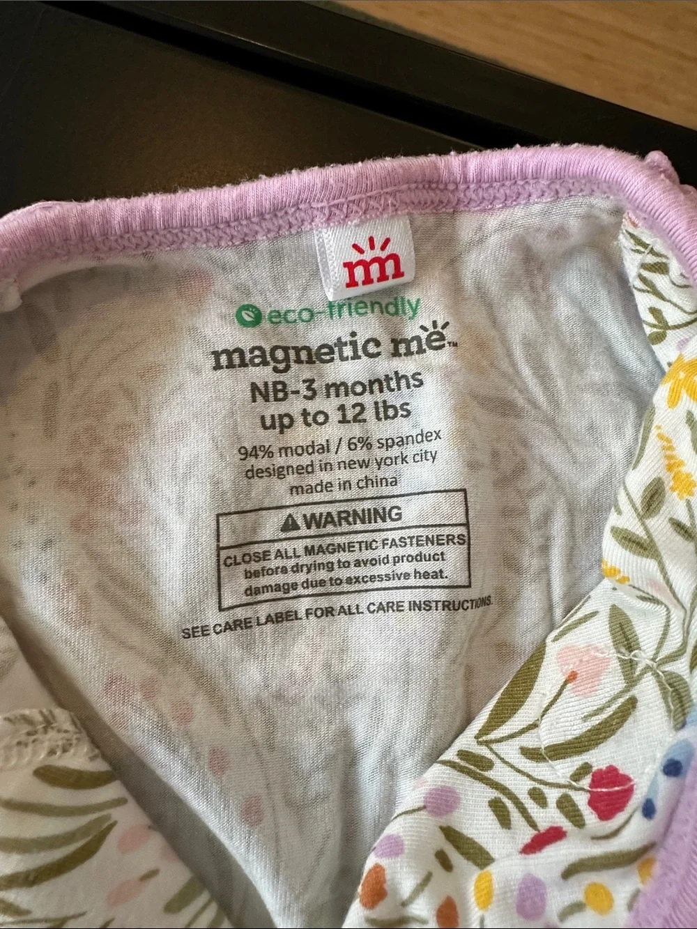 Magnetic Me Floral Sleep Sack Gown with Pink Trim